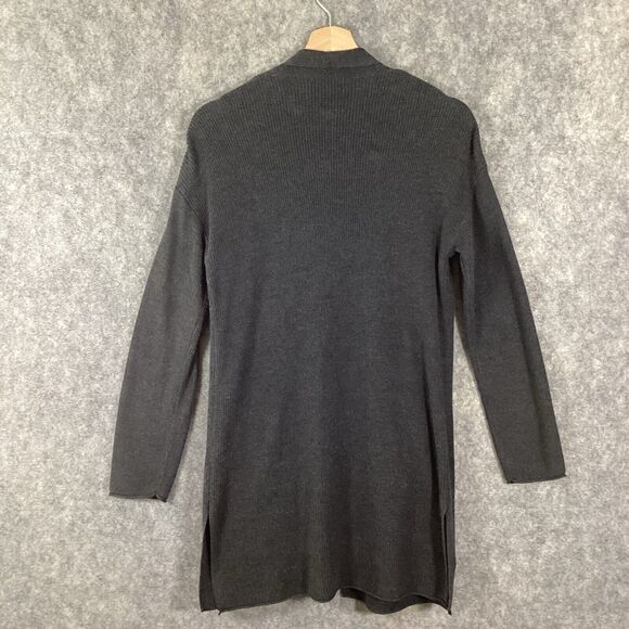 T Tahari Gray Open Front Pocket Cardigan Long Sleeve Cashmere Blend Size S - Picture 2 of 14
